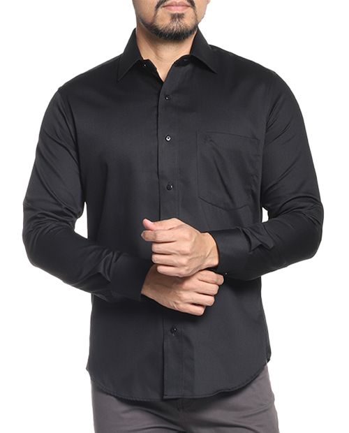 Camisa de vestir slim fit negra para hombre