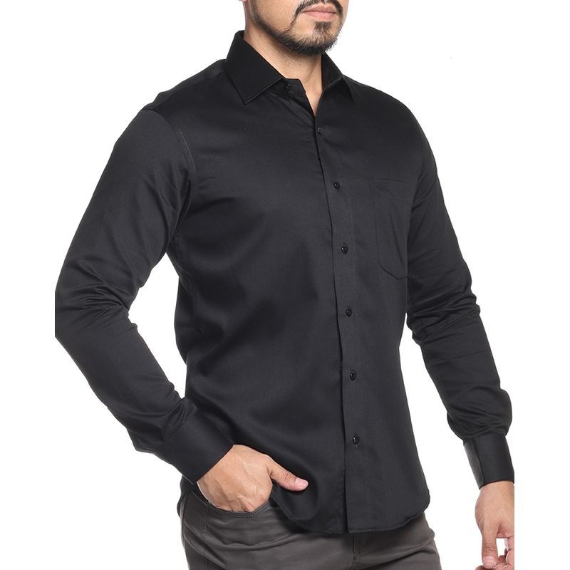 Camisa de vestir slim fit negra para hombre