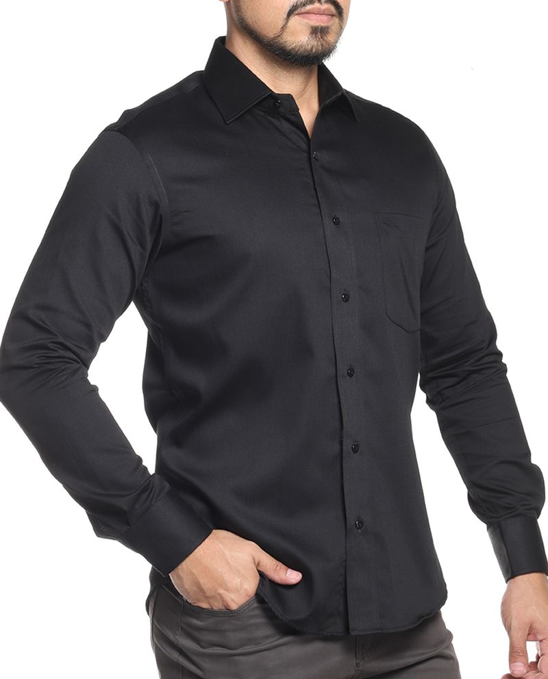 Camisa Hombre Slim Fit Negra Figuras Tornasol Alexis Roman | Meses Sin