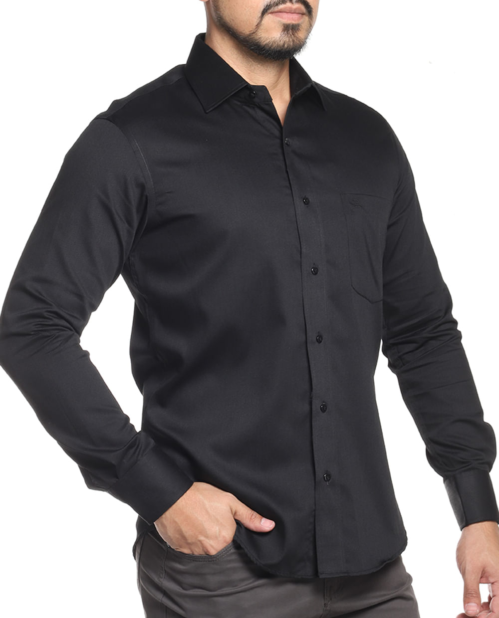 Camisa negra slim fit hombre online