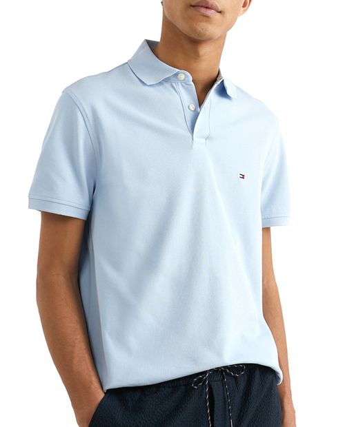 Tommy Hilfiger Camisa polo básica celeste para hombre