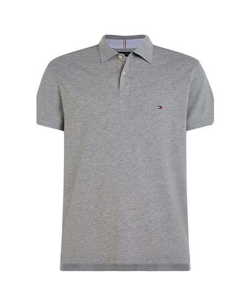 Tommy Hilfiger Camisa polo básica gris heather para hombre