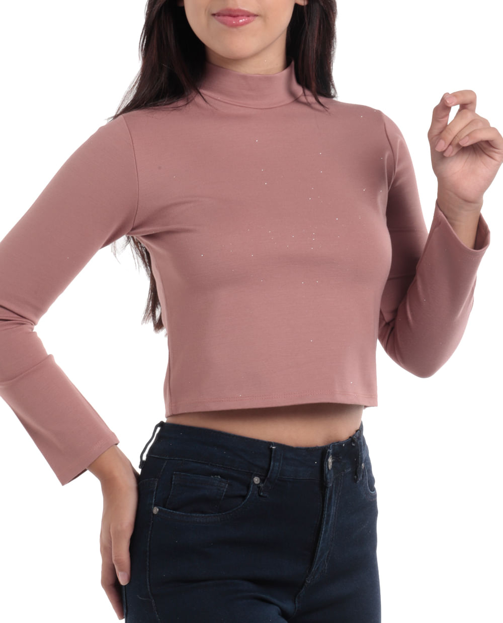 Blusa Stefany Moda Crop Top Rosada Manga Larga Para Dama