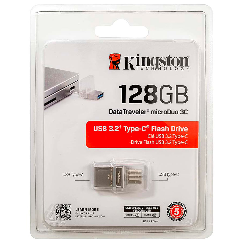 Clé USB MicroDuo 3C Kingston 128Go USB Type C