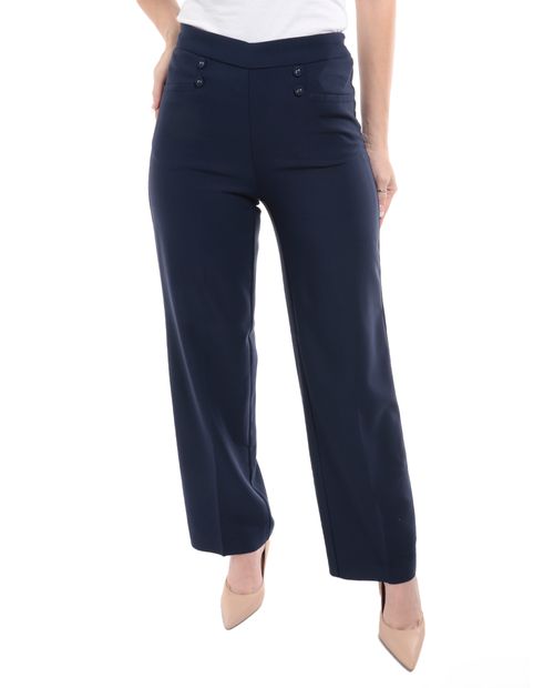 Pantalón Zac and Rachel clásico azul de cintura alta para mujer