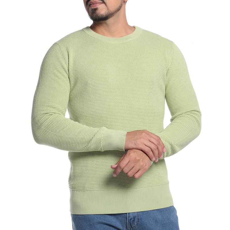 Gents Sueter verde claro con textura para hombre