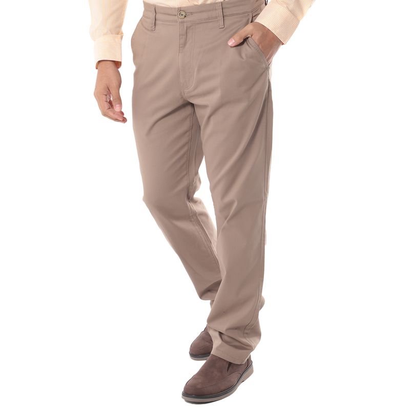 Pantalón casual beige sólido para hombre