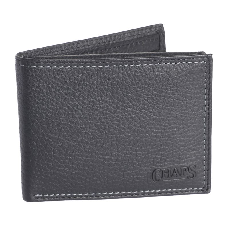 Billetera bifold Chaps negra de cuero para hombre