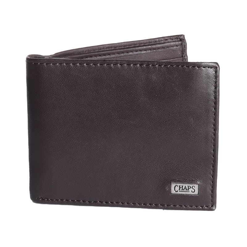 Billetera bifold Chaps café con textura para hombre