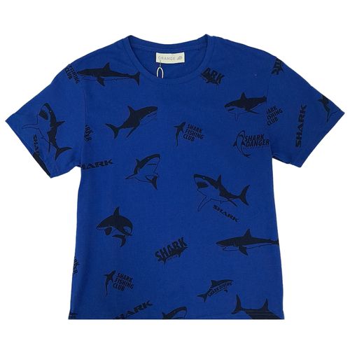 Camiseta azul con estampado de tiburones para niño