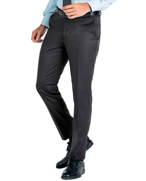 Manhattan Pantalón de vestir slim gris sólido para hombre