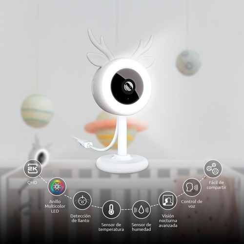 Monitor smart wifi para bebé con luz multicolor y bocina integrada