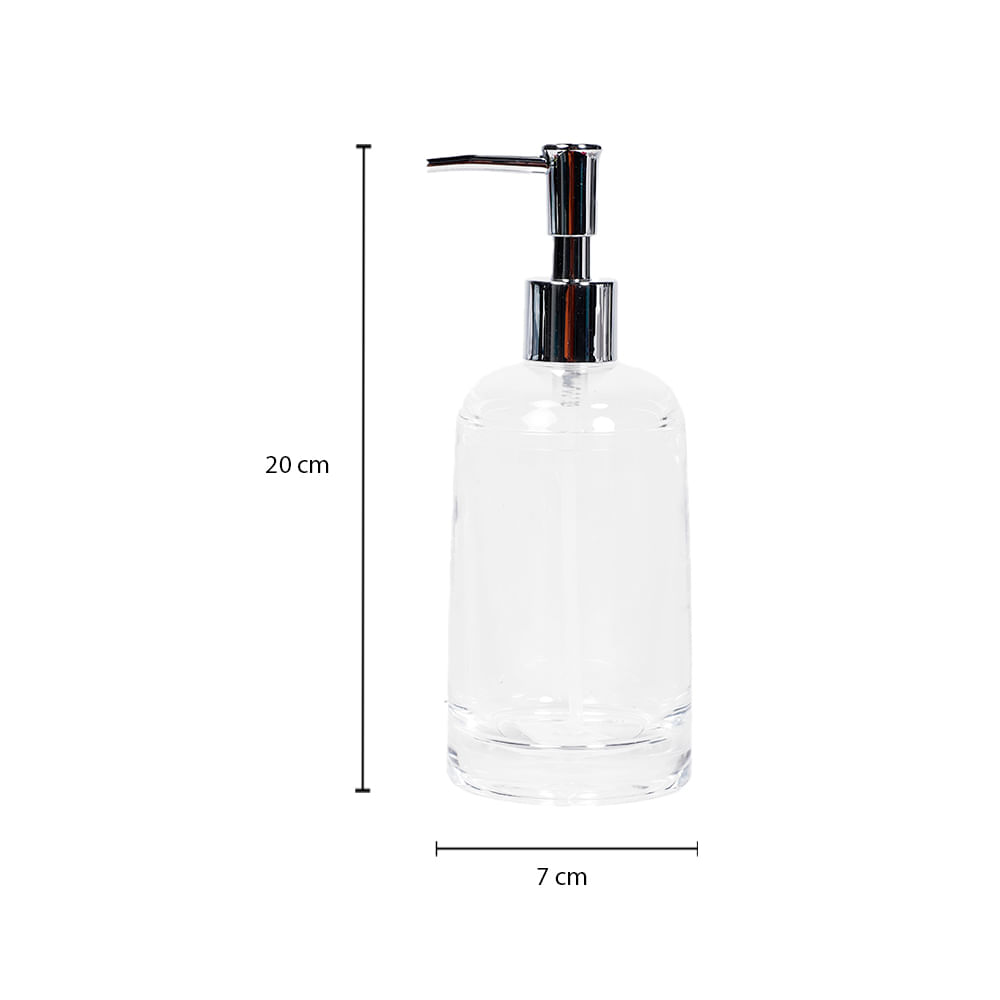 Dosificador de Jabón Transparente, Dispensador de jabón líquido, Capacidad: 0,43 L, Fabricado en polipropileno