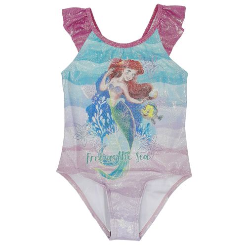 Traje de baño 1 pieza multicolor con estampado de ariel y flounder para niña