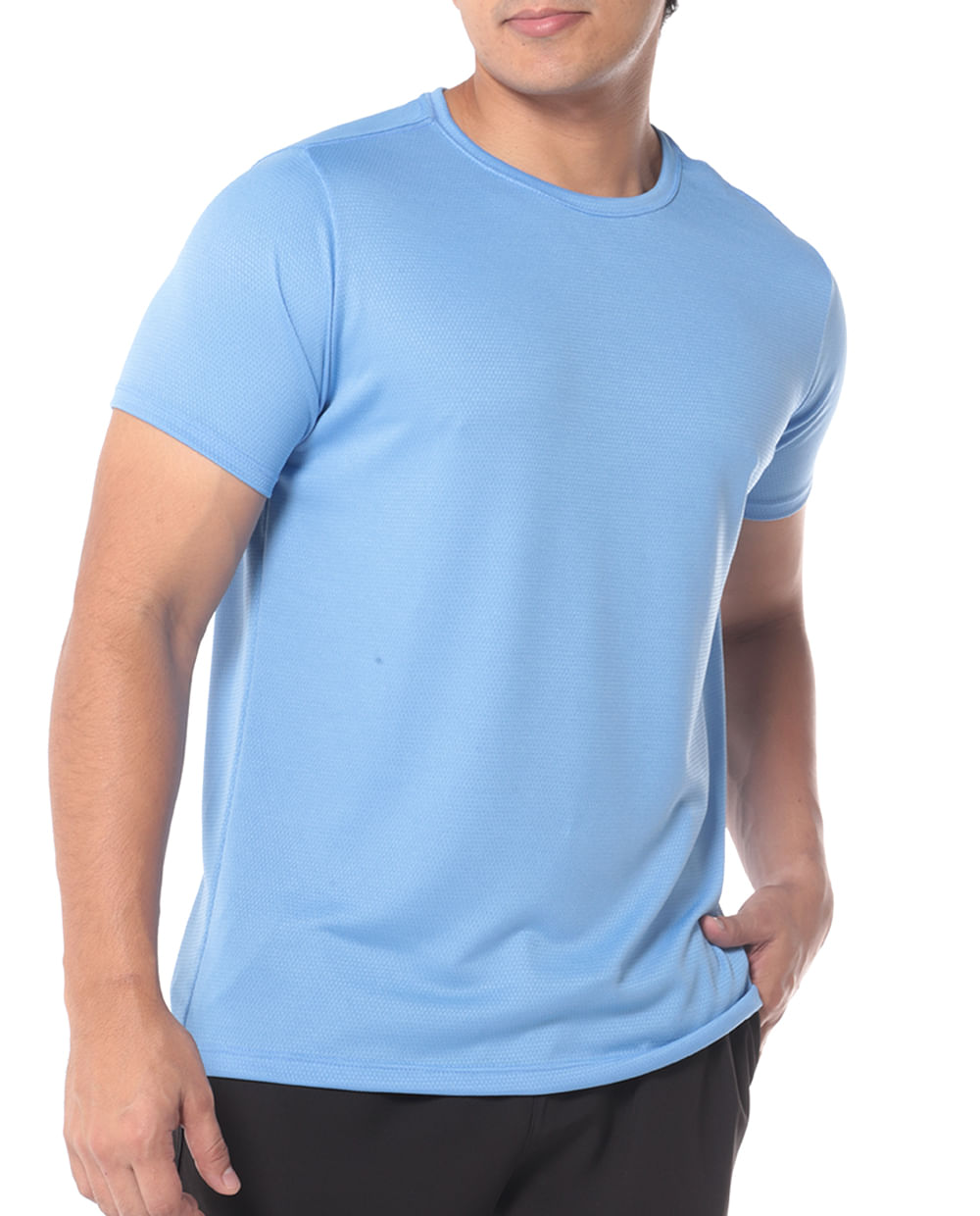 Camiseta básica Valecuatro con estampado color celeste para hombre