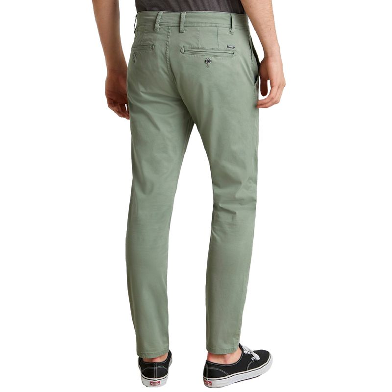 Pantalón casual chino slim fit khaki sólido para hombre