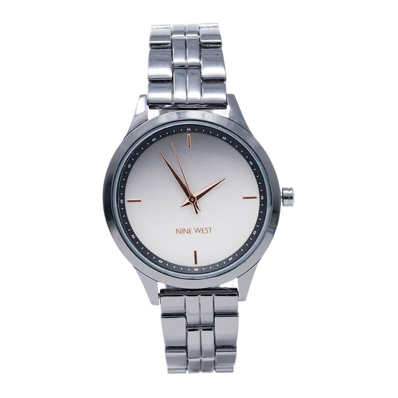 Reloj Nine West analogo metalico color plateado para mujer