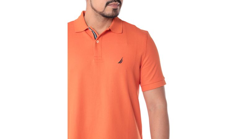 Nautica Camisa polo basica naranja para hombre