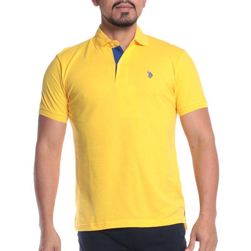 Polo clásico amarillo de manga para hombre