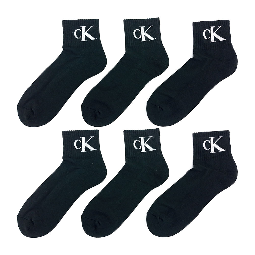 Paquete de 6 pares de calcetines quarter cut negro para hombre