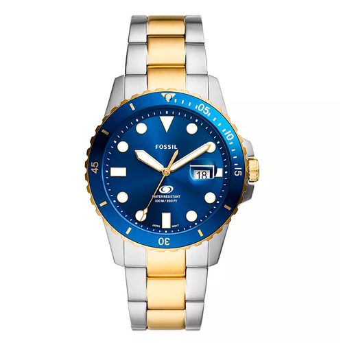 Reloj Fossil análogo blue dive de acero inoxidable bicolor para caballero