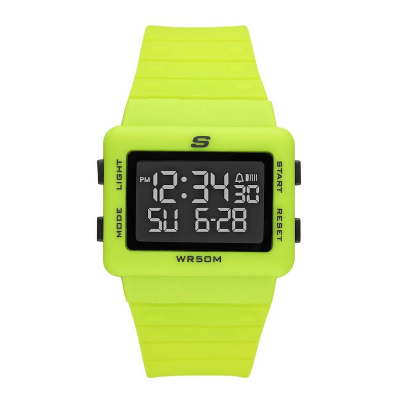 Reloj digital Skechers caucho color amarillo neon para hombre