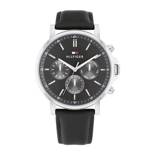 Reloj Tommy Hilfiger análogo de cuero negro para hombre