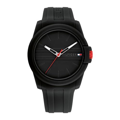 Reloj Tommy Hilfiger análogo de caucho negro para hombre