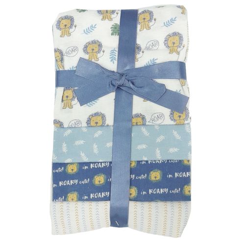 Set de 4 frazadas multicolor con estampado para bebé niño
