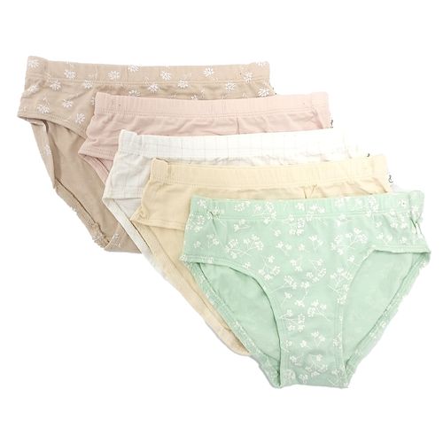 Set de 5 piezas ropa interior multicolor con estampado de flores para nina