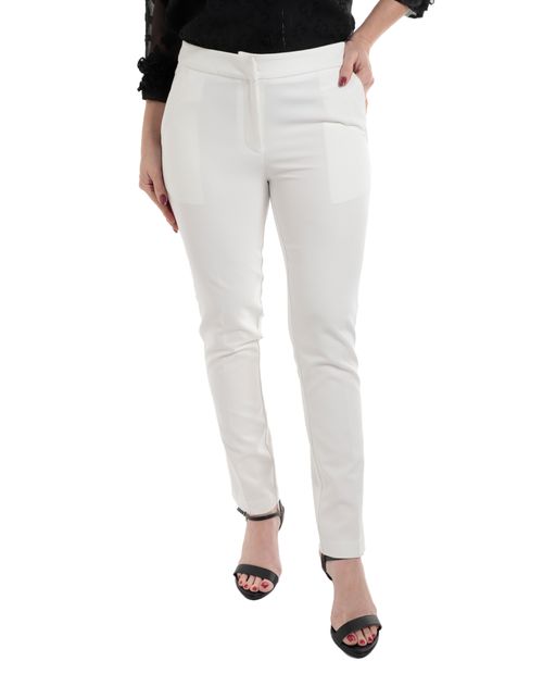 Pantalón Sabrina clásico blanco de cintura media para mujer