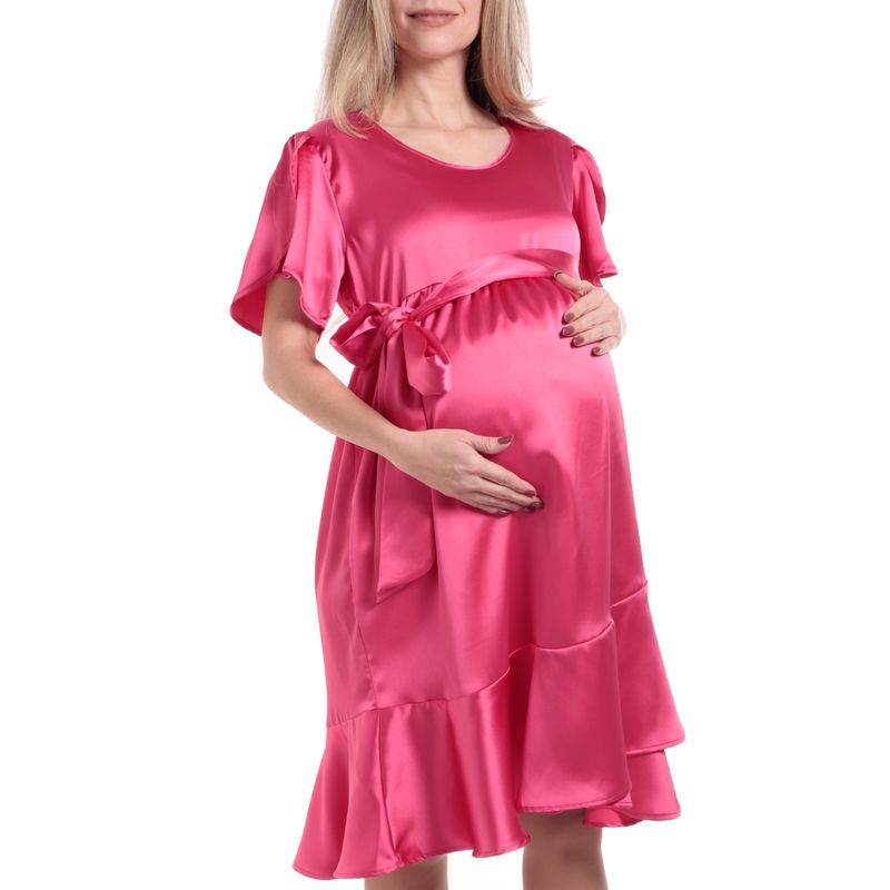 Vestido maternal Sabrina estilo casual rosado manga corta para dama