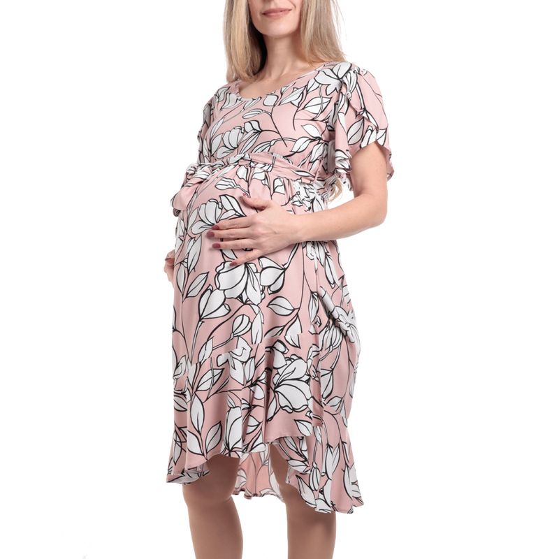 Vestido maternal Sabrina estilo casual estampado manga corta para dama