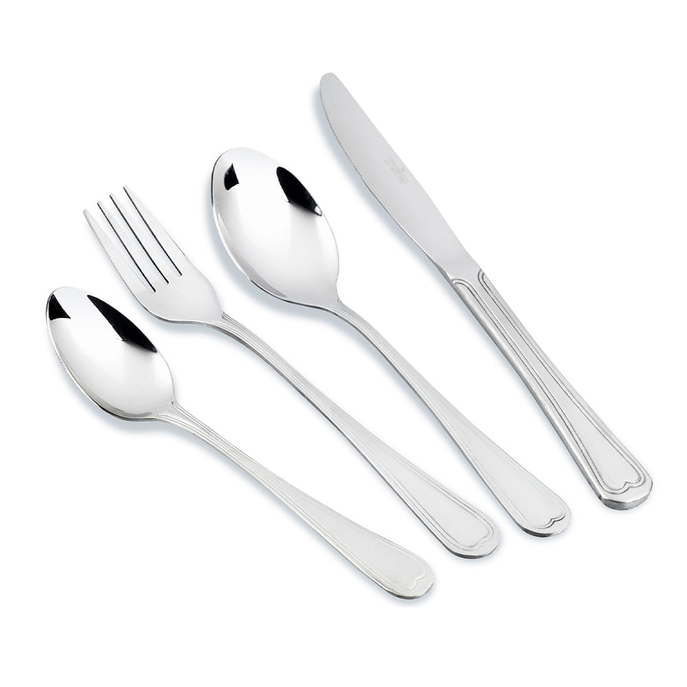 4 piezas/set blanco de acero inoxidable Set cubiertos Vajilla incluido  Cuchara , Cuchillo , Tenedor con cerámico Manejas , adecuado para cocina &  restaurante, Moda de Mujer