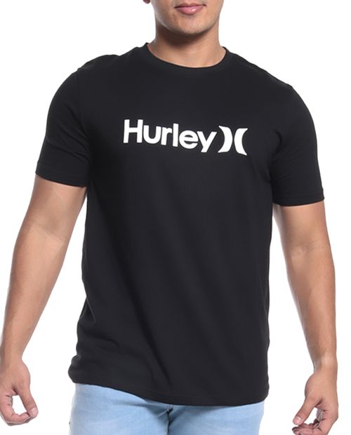 Hurley Camiseta negra estampada para hombre