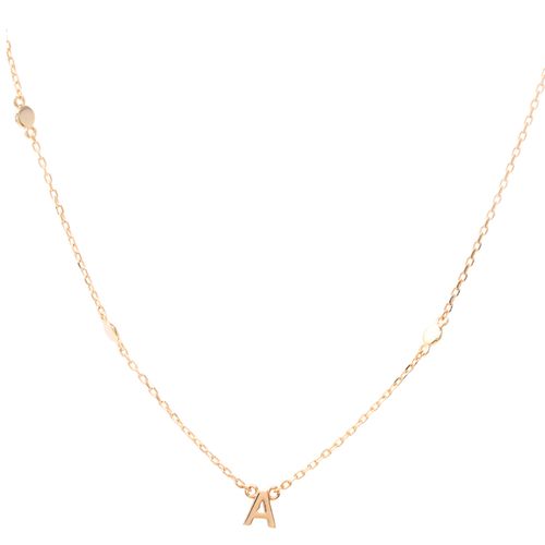 Collar chapado en oro de 14k con inicial "A" 1mm- 18" para mujer