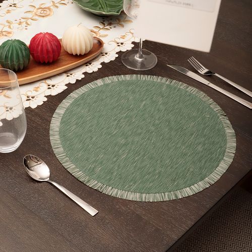Individual redondo para mesa con flecos 38 cm