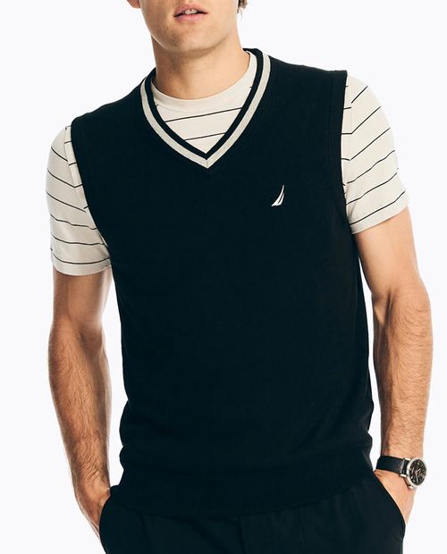 Nautica Chaleco negro sólido para de hombre