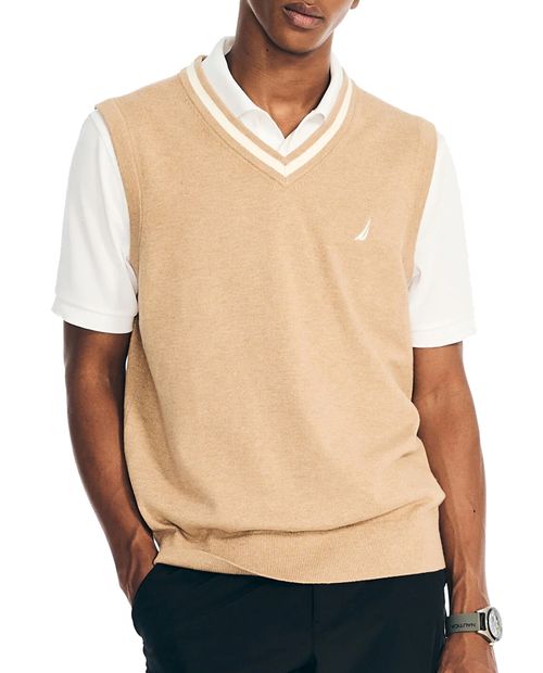 Nautica Chaleco beige heather para de hombre