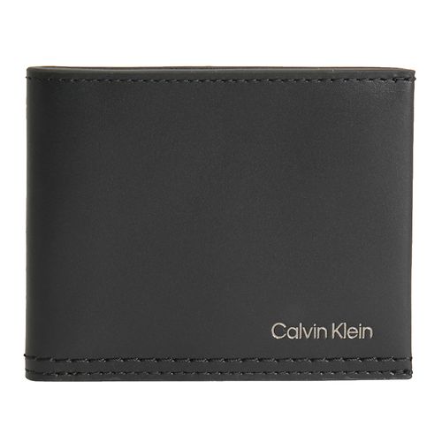 Billetera bifold Calvin Klein negra grabado para hombre