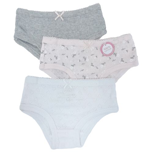 Set de 3 piezas ropa interior multicolor con estampado de flores para niña