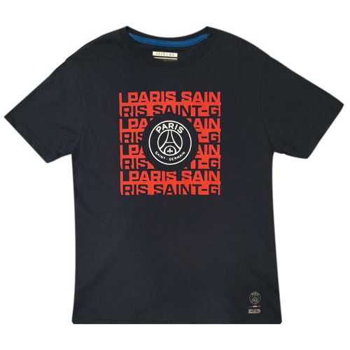 Camiseta negra con estampado del equipo Paris Saint Germain para niño