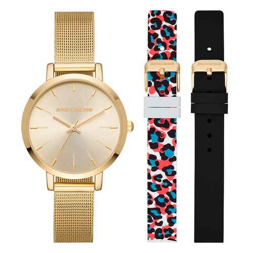 Set de reloj Skechers análogo metal con pulseras varias para mujer