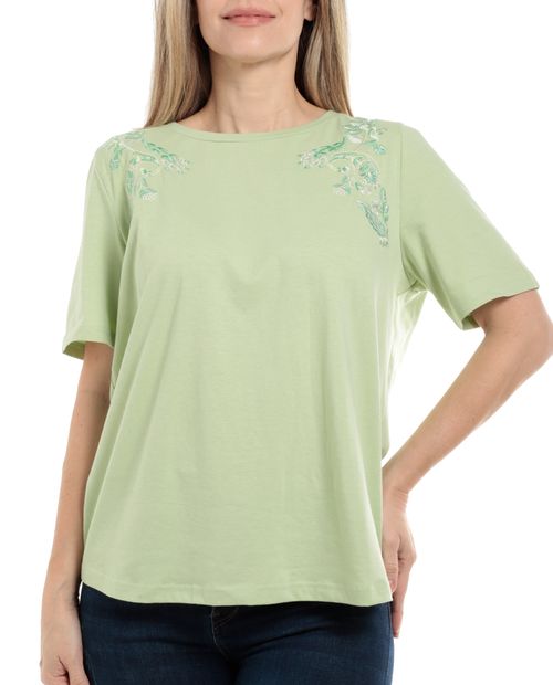 Camiseta Nicolle verde mangas 3/4 para mujer