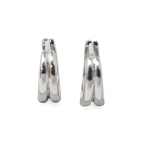 Aretes cortos huggie nes de plata plateada para mujer