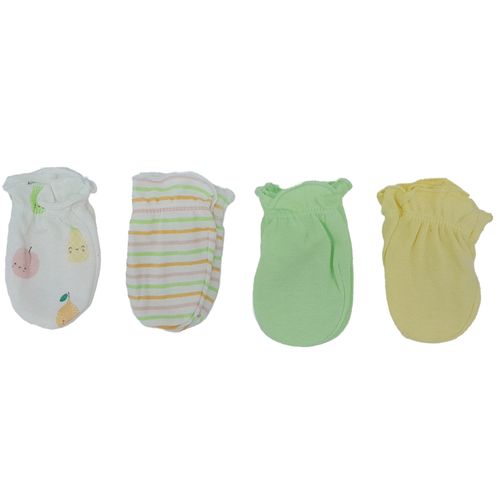 Set de 4 pares de guantes multicolor a rayas para bebé niña
