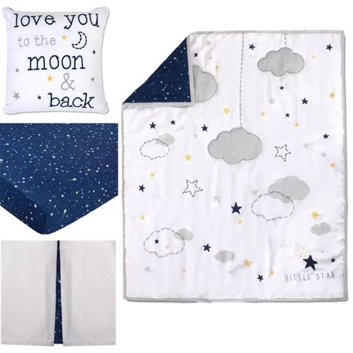Set de edredón, forro para colchón, faldón y almohada para cuna