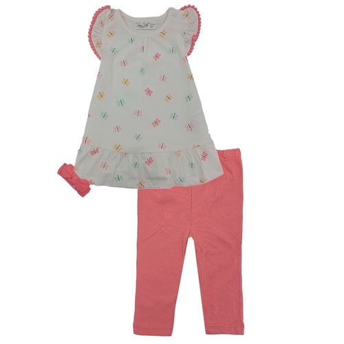 Conjunto de 3 piezas bicolor con estampado de mariposas para bebé niña