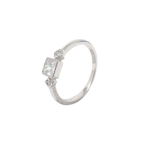 Anillo de plata plateado para mujer-talla 7