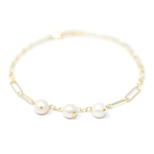 Pulsera de plata color dorado 4mm-8" para mujer